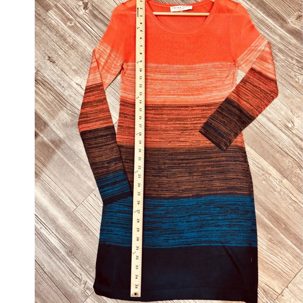 Trina Turk Womens‎ Orange Ombre Stripe Long Sleeve Knit Sheath Dress Size M - Picture 4 of 8